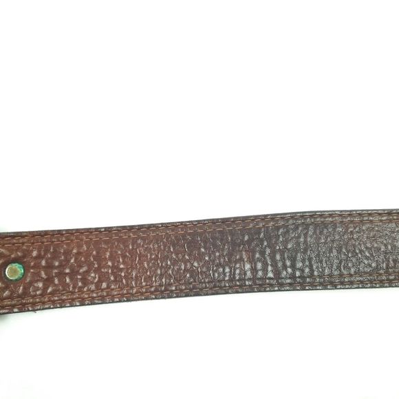 Antique Farmall tractor plaque buckle brass Salvatori corsica cowhide full grain - Picture 14 of 16